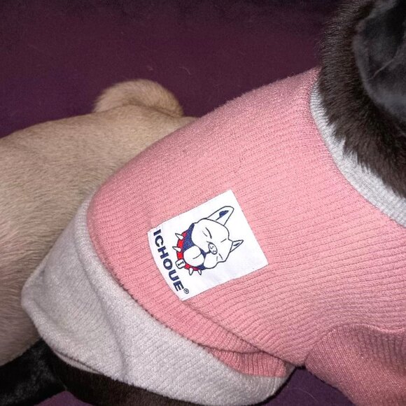 ICHOUE Robust Short Dog Sweater Frenchie Pug Bulldog Pink Cotton Ribbed Clothing - Picture 3 of 7